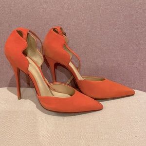 Schutz suede salmon pink heels in size 8. Very lightly used